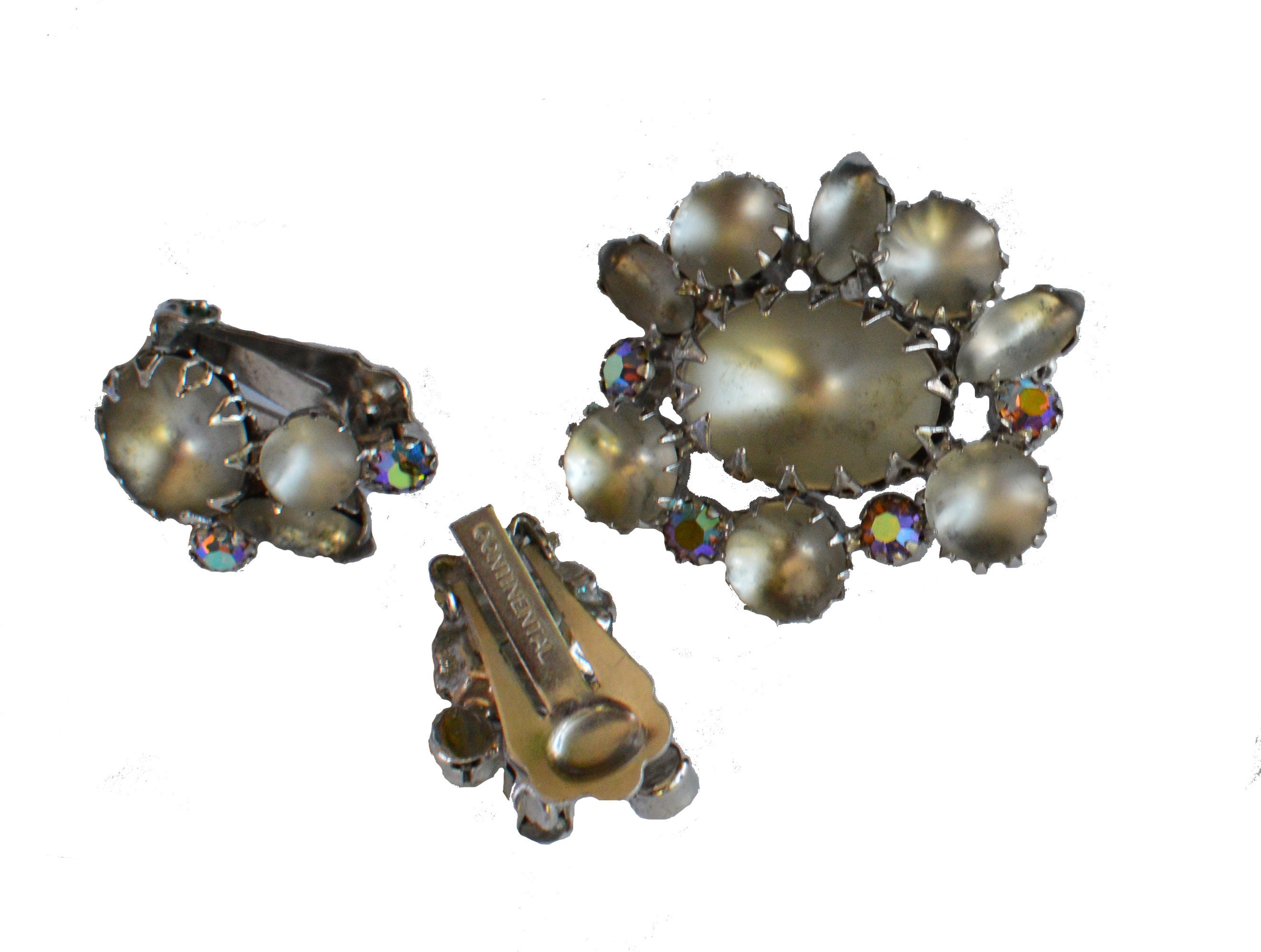 Vintage Continental Pin Brooch And ClipOn Earrings Jewelry Etsy