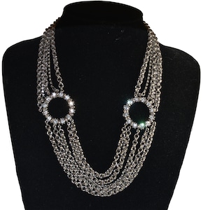 Vintage Multi Strand Rhinestone Chain Necklace
