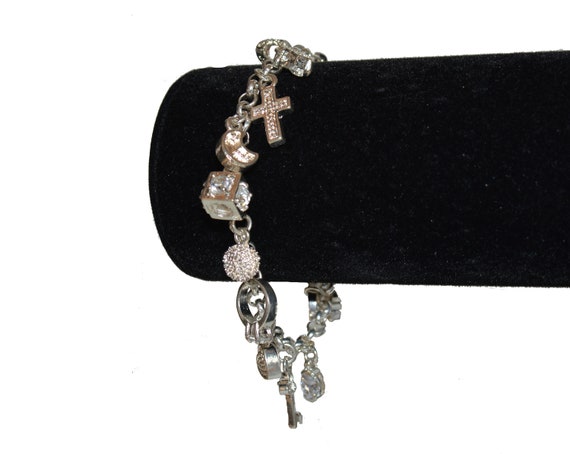 Vintage Sterling Silver Charm Bracelet with Exqui… - image 1