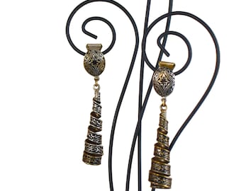 Vintage Spanish Damascene Clip-On Dangle Earrings - Final Price (Duty Covered)