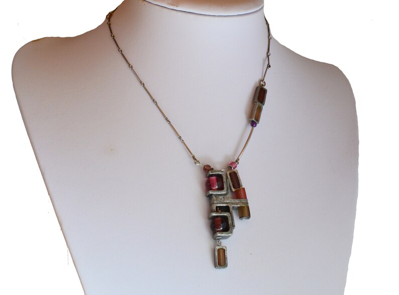 Vintage Anne Marie Chagnon Brutalist Abstract Geometric Necklace image 1