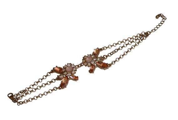 Vintage Multi Strand Chain Crystal Bracelet - image 2