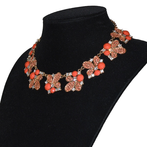 Vintage Orange Tone Rhinestone Necklace