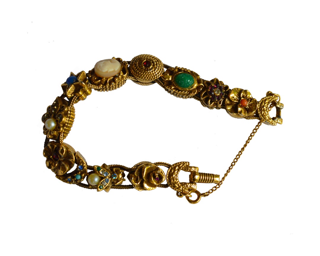 Vintage Victorian Slide Charm Bracelet Etsy