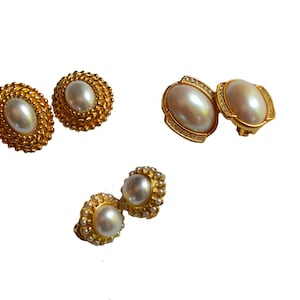Vintage Faux Pearl Clip-On Earrings