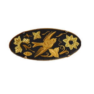 Vintage Flying Bird Damascene Brooch