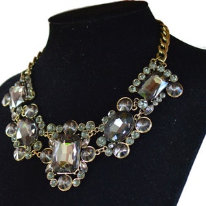 Vintage Statement Smoky Quartz Imitation Bib Necklace