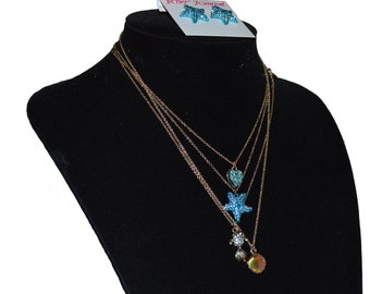 Betsey Johnson Vintage Marine Necklace and Starfish Earring Set, Duty Covered