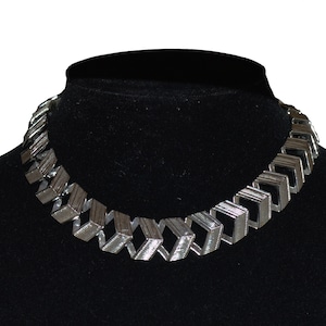Vintage Coro zilverkleurige geometrische chokerketting