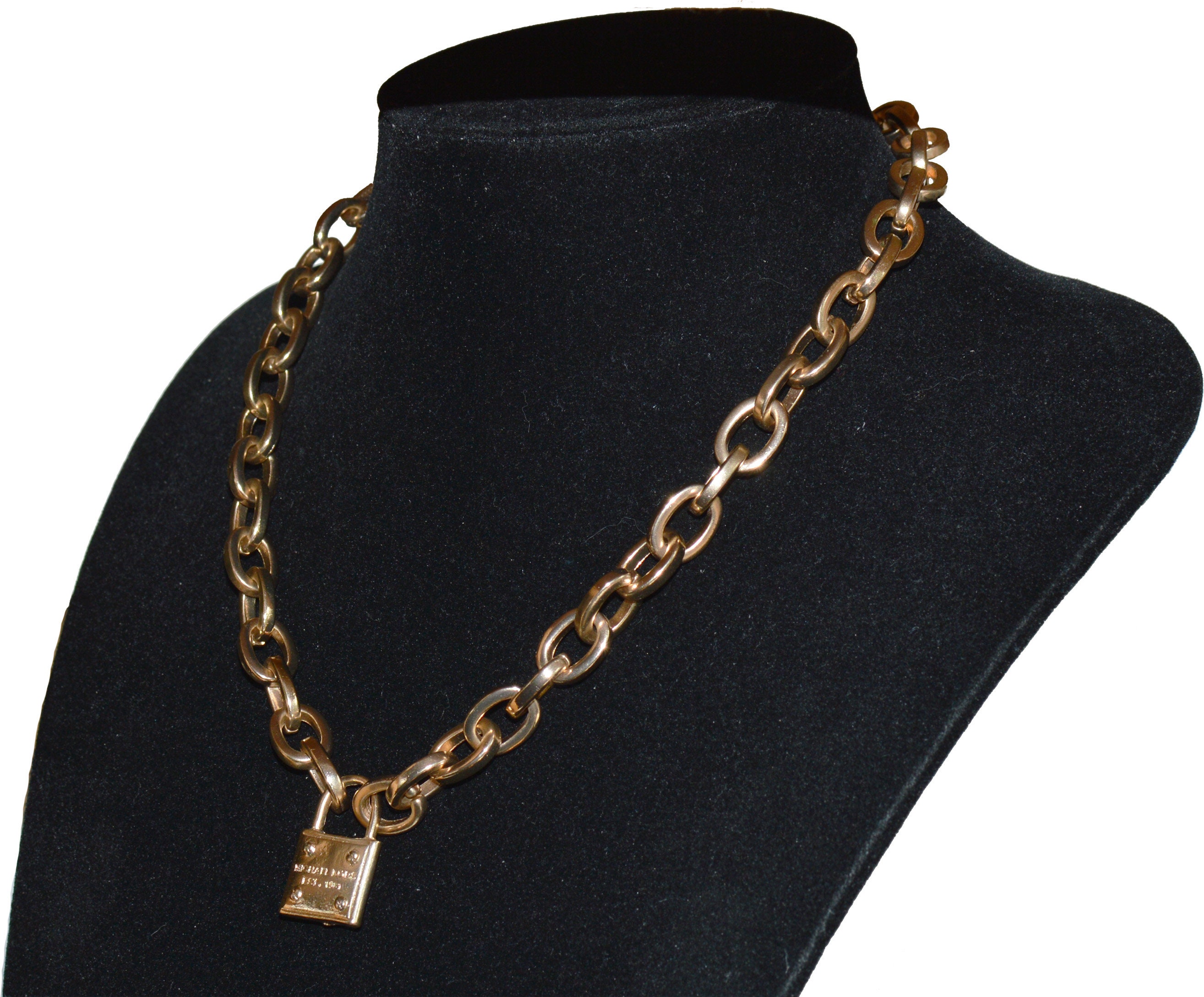 Vintage Michael Kors Lock Pendant Necklace - Etsy