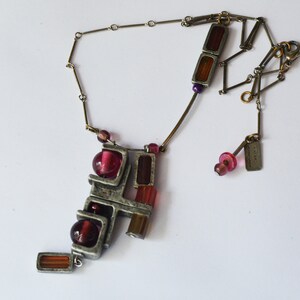 Vintage Anne Marie Chagnon Brutalist Abstract Geometric Necklace image 4