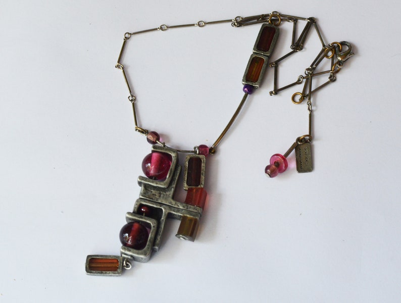 Vintage Anne Marie Chagnon Brutalist Abstract Geometric Necklace image 4