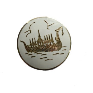 Vintage SIAM sterling-sampan geëmailleerde broche / drakenboot zilveren geëmailleerde broche