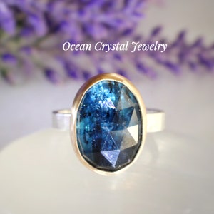 Blue Kyanite Ring, Blue Moss Kyanite, Gold and Sterling Silver Ring, Kyanite Pendant or Bracelet options, Your Size Made-to-Order