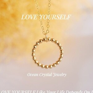 Gold Ring Necklace, Beaded Gold Fill Ring Pendant, Choose Your Size & Chain Length, Gift for Her