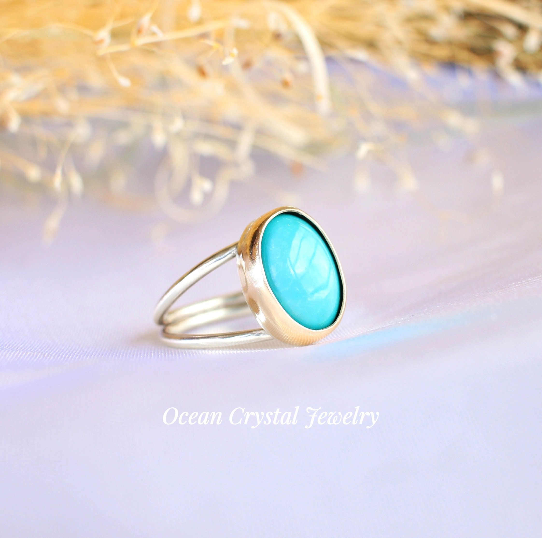 Turquoise Gold and Silver Ring, Sleeping Beauty Arizona Blue