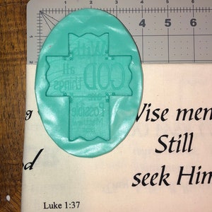 Silicone Cross with Matthew 19:26 “ with God all things are possible “ Beautiful cross with beautiful engravings