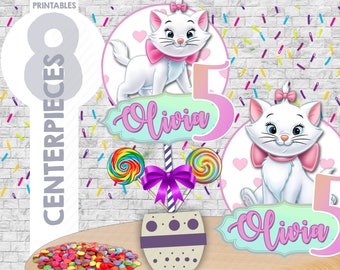 Marie Kitten from Aristocats Centerpieces, Birthday Party Table Decoration centerpieces, Cats, digital & printables, personalized