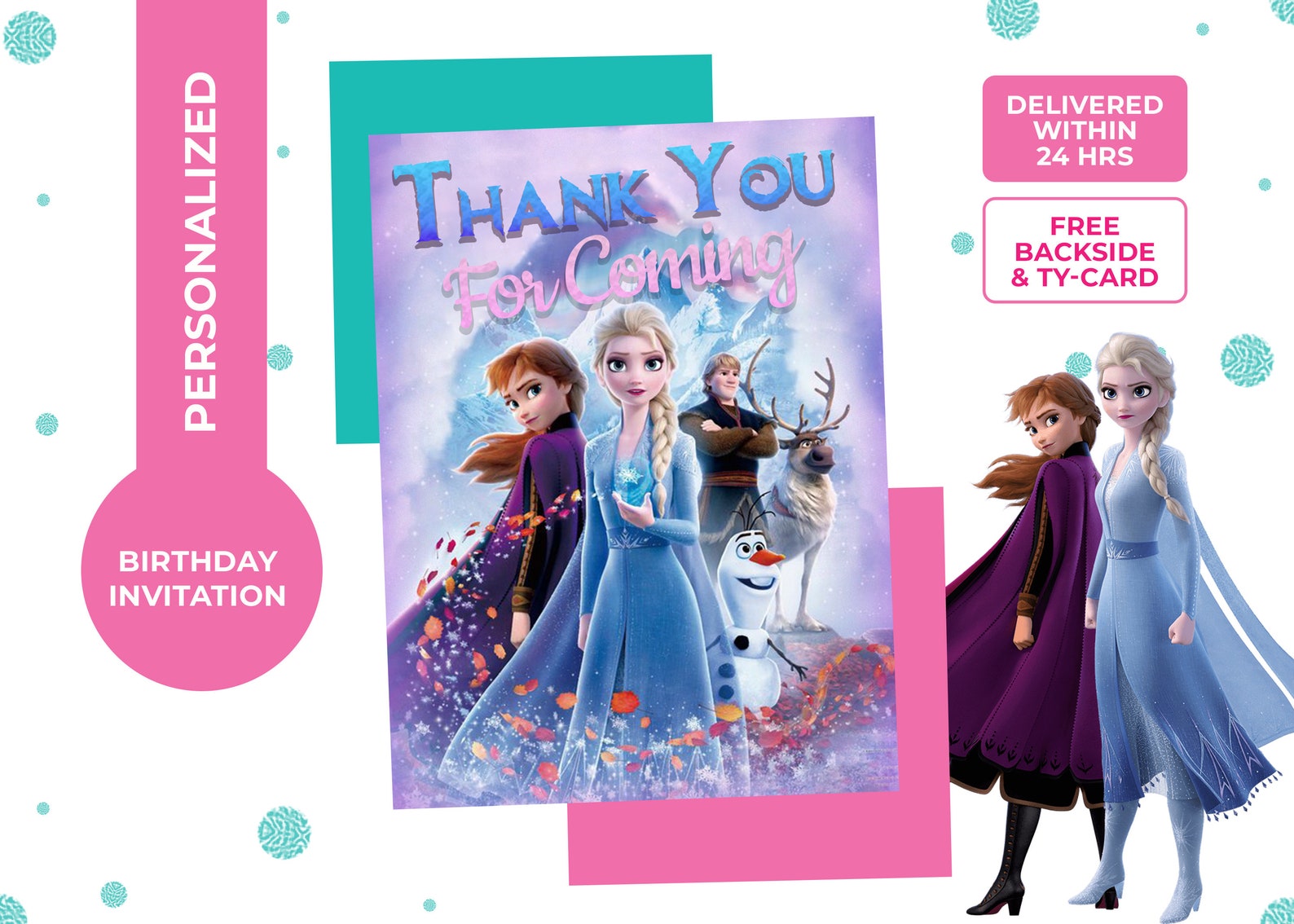 Frozen 2 Birthday Invitation Free Thank You Card and - Etsy