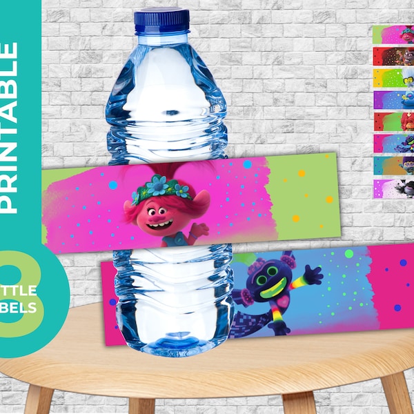 Trolls World Tour Printable Bottle Labels