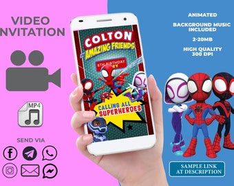 Spidey birthday Invitation, Amazing friends invitation, animated video invitation