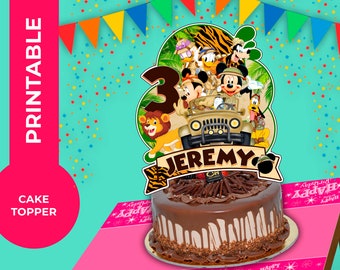 Mickey Safari Printable Cake Topper, Digital Cake Topper, personalized
