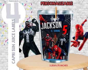 Spiderman and Venom Capri Sun Juice Labels, printable capri sun juice labels
