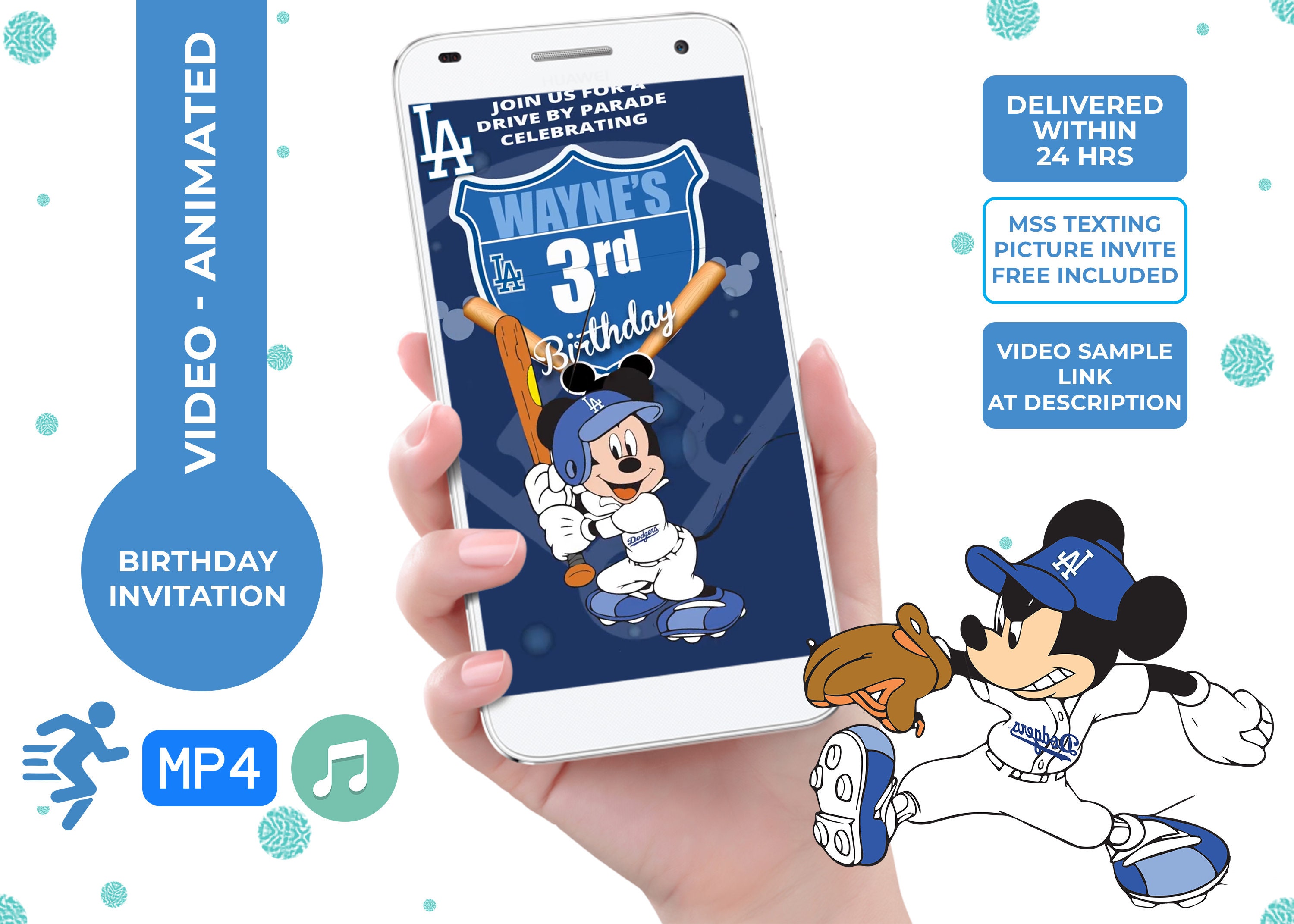 Mickey Mouse Baseball Player Video Invitiation Video Birthday - Etsy Canada