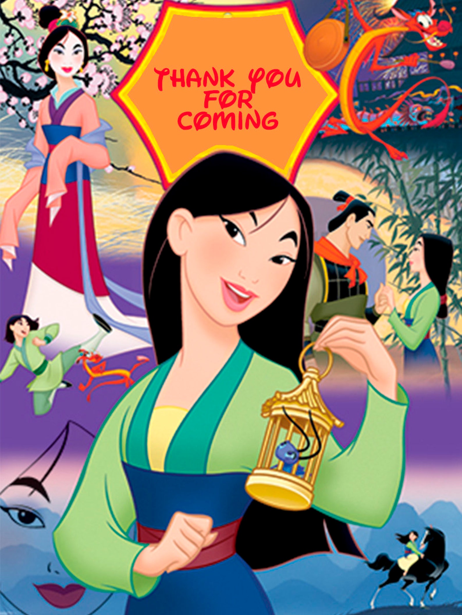 Mulan Birthday Invitation Mulan Invite Girl Birthday - Etsy