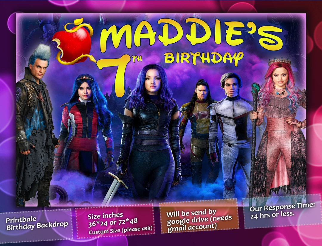 Descendants 3 Backdrop,descendants Birthday Decoration, Girl Birthday