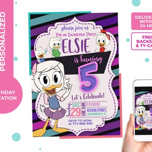 Webby Ducktales Invitation,Ducktales Birthday Invitation,Magical Birthday ,digital,printable,personalized free thank you card and backside