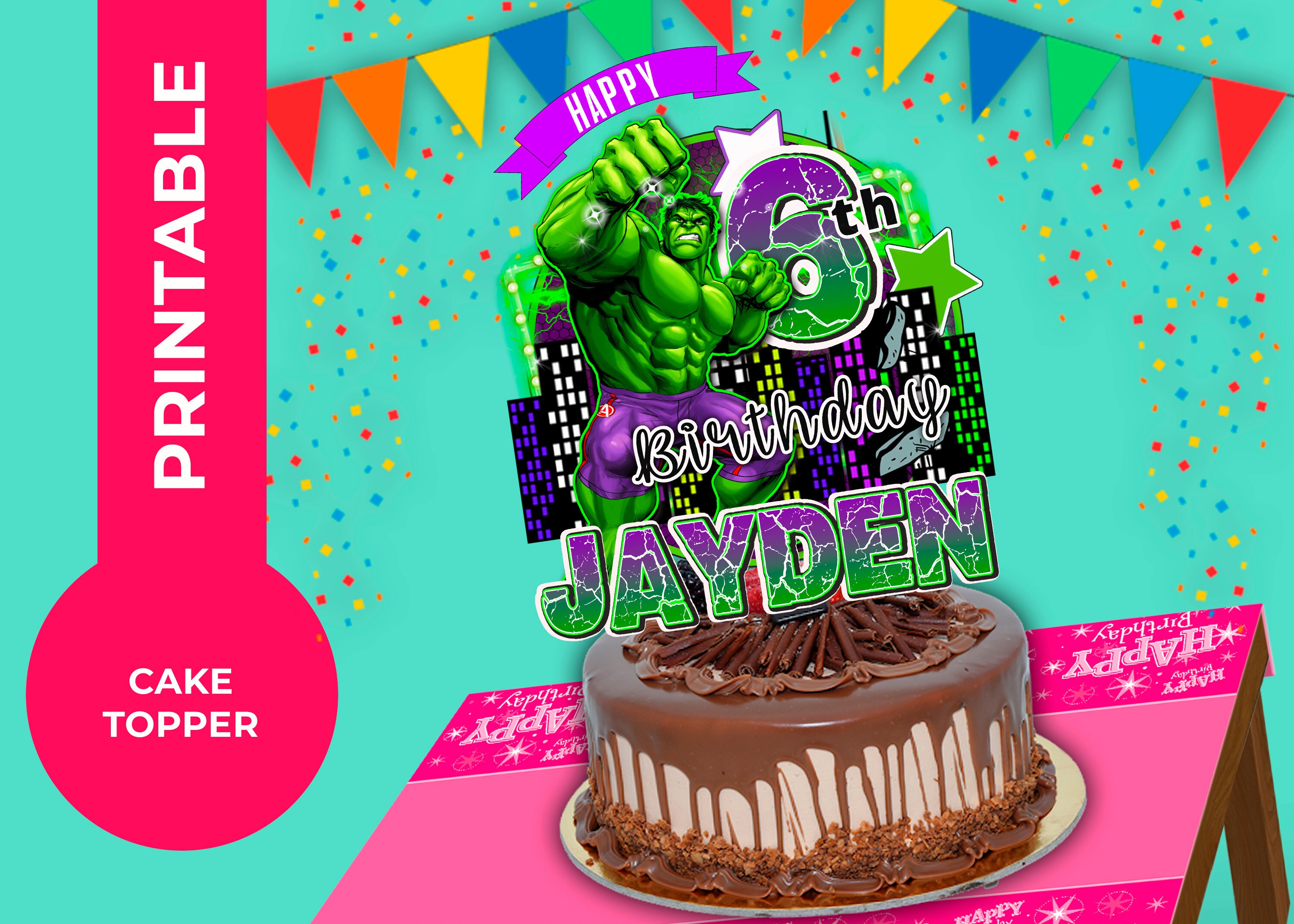Hulk Printable Cake Topper Digital Cake Topper Personalized Etsy Canada