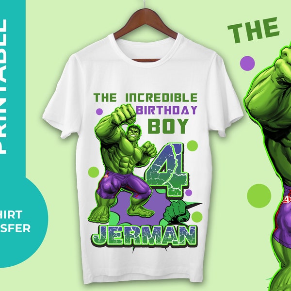 Hulk T-Shirt Iron On Transfer, Printable DIY, Customizable for Birthday party T-Shirts print