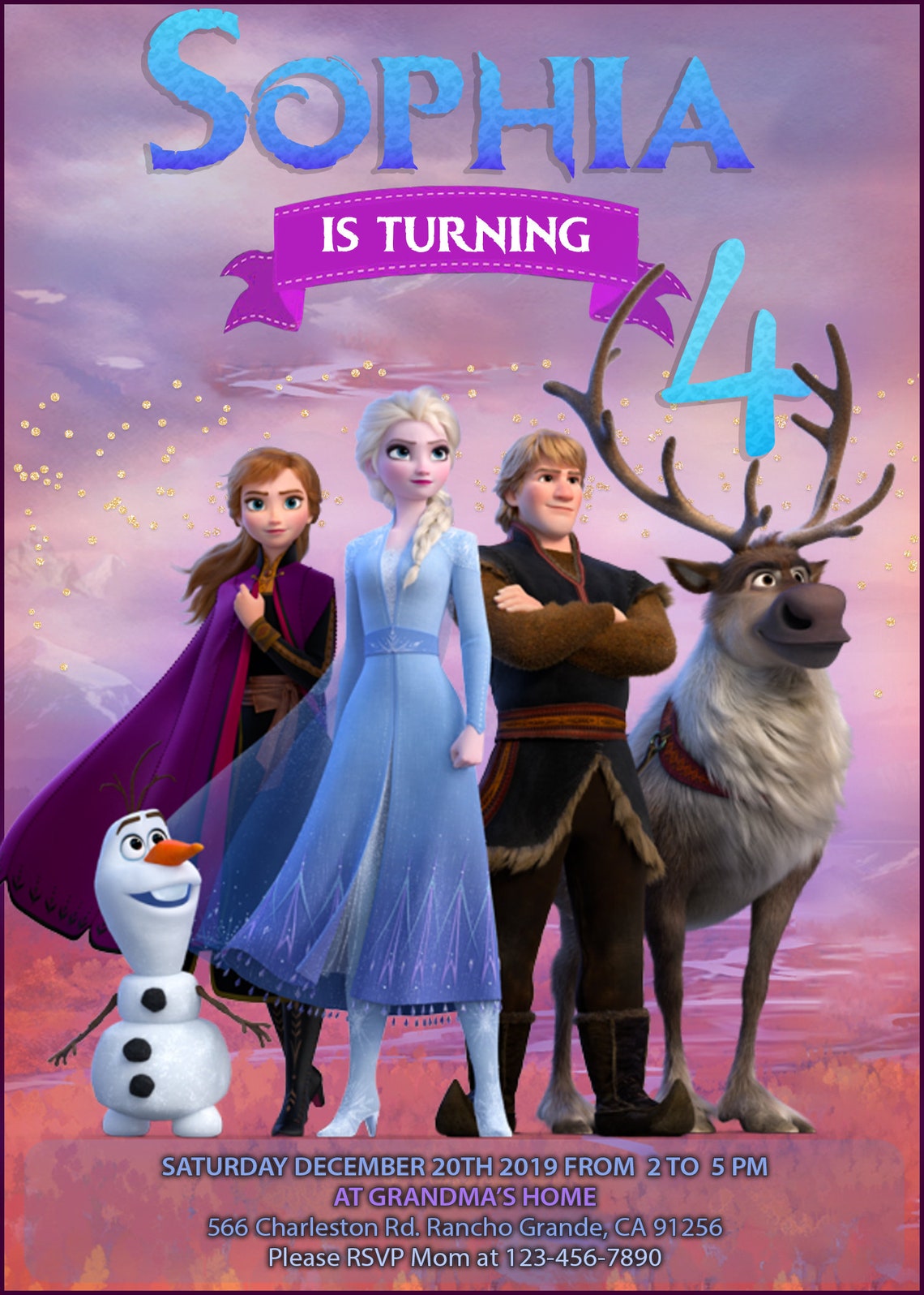 Frozen 2 Birthday Invitation Free Thank You Card and - Etsy