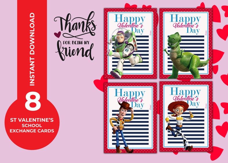 Toy Story Valentine Cards Printables Valentine s Exchange Etsy
