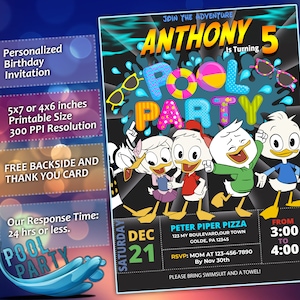 Ducktales Invito per festa in piscina, piscina, festa in piscina digitale, stampabile, invito personalizzato