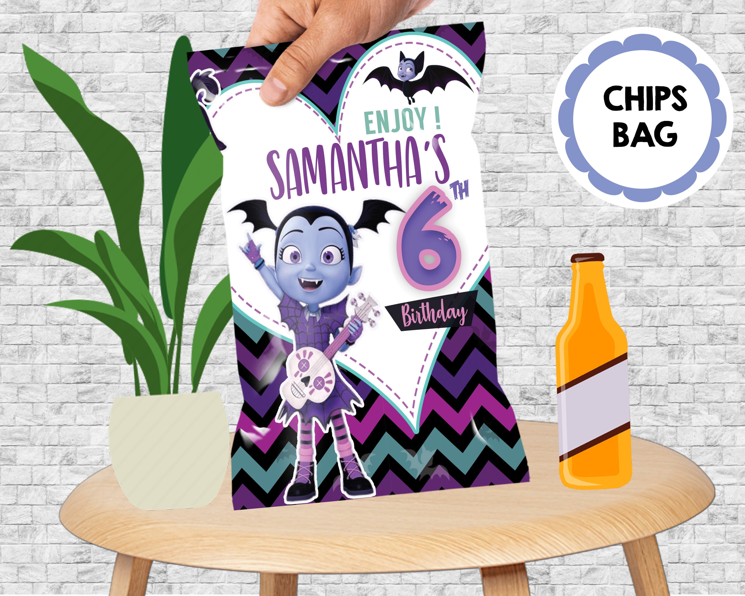 Vampirina Chip Bag Printable DIY Customizable Small Chip Bag for Birthday Party Decor and Favors Etsy