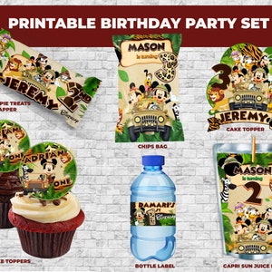 Printable Kids Birthday Party Set: Mickey Safari
