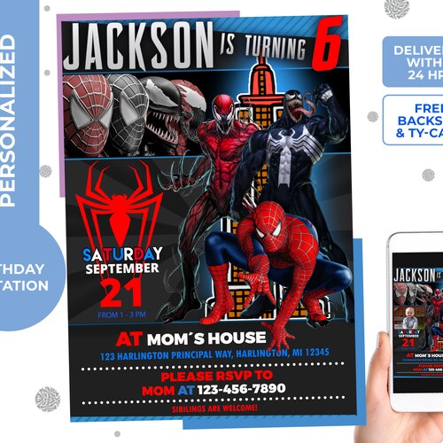 venom birthday invitation venom printable birthday party invitations