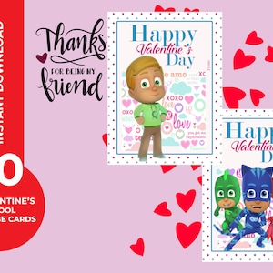 PJ Masks Valentine Cards Printables Valentine's Exchange - Etsy