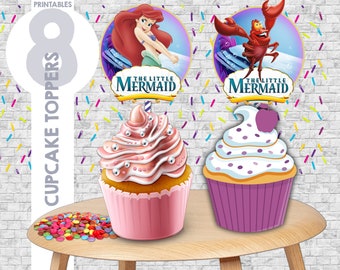 Little mermaid Cupcake Toppers decoration, birthday party decoration, instant download, printables