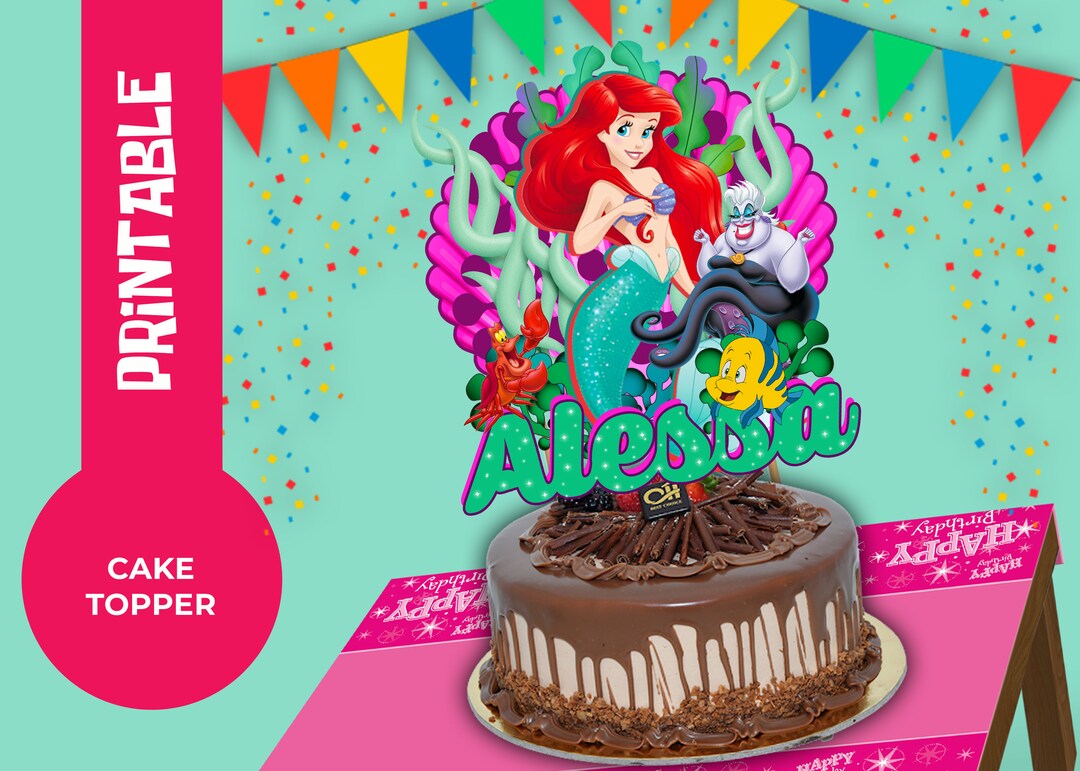 The Little Mermaid Printable Cake Topper, Digital Cake Topper ...