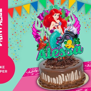 The Little Mermaid Printable Cake Topper, Digital Cake Topper ...