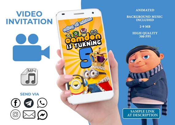 Minions Video Invitation Birthday Animated Invitation Etsy Canada