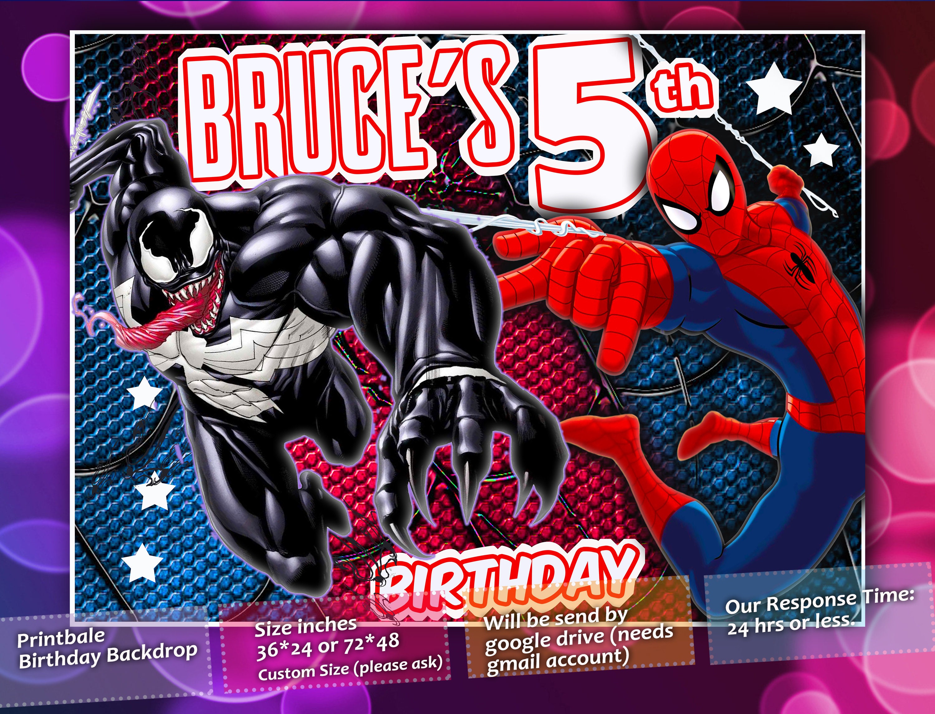 Spiderman Venom Backdrop Venom and Spiderman Birthday - Etsy Ireland