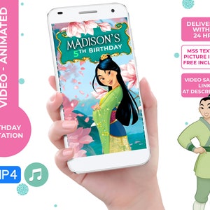 MULAN VIDEO  INVITATION,Video birthday Invitation, Princess Mulanr invitation, girl birthday invitation