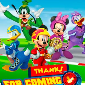 Mickey and the Roadster Racers Invitation for Kids Birthday Party, Backside and Thank Your Card ...