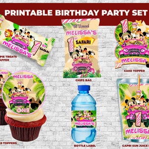 Printable Kids Birthday Party Set: Minnie Safari