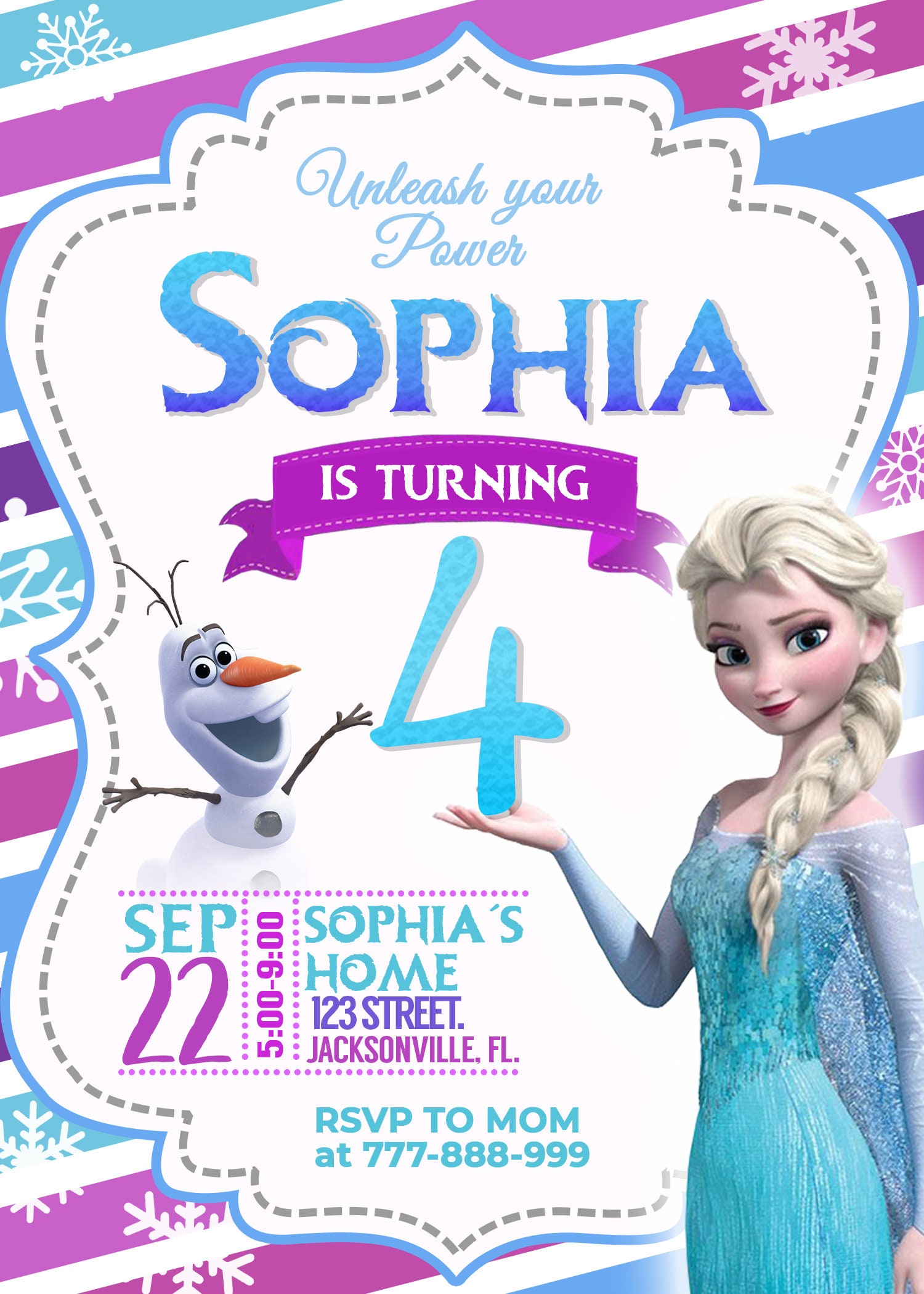 Frozen 2 Birthday Invitation Girl Birthday Invitationpurple | Etsy