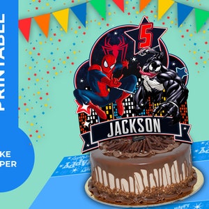 Spiderman and Venom  Printable Cake Topper, personalized
